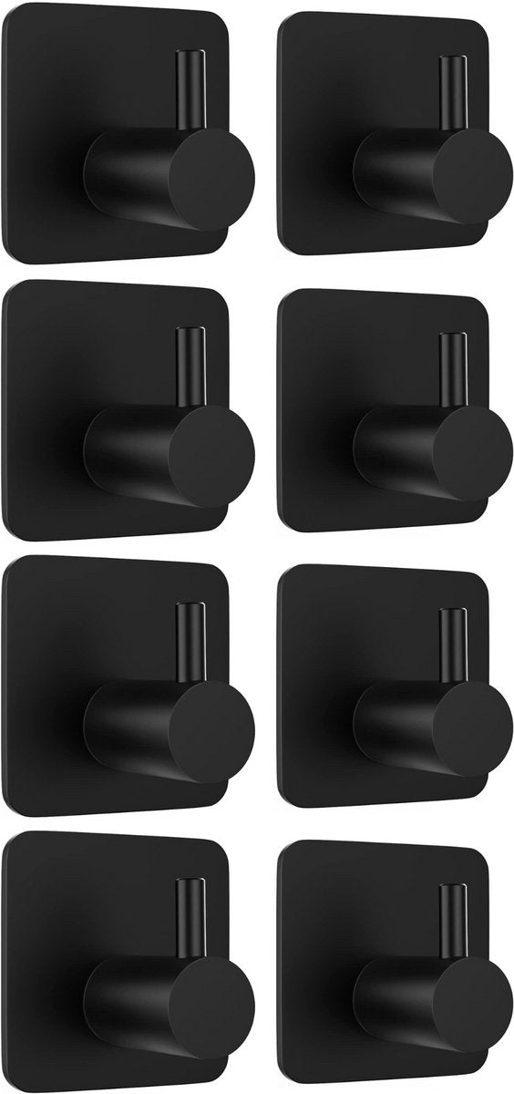 RVS Wandhaak 8 Stuks Zwart