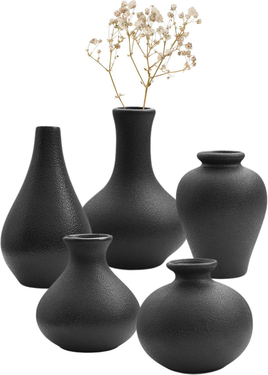 Keramieke Vazen Set Klein 5 Stuks Zwart