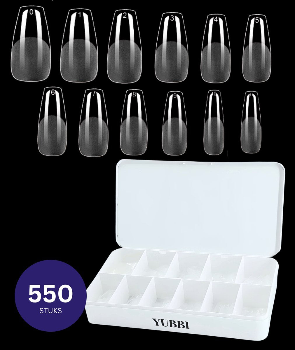 YUBBI Soft Gel Tips Medium Coffin 550 Stuks