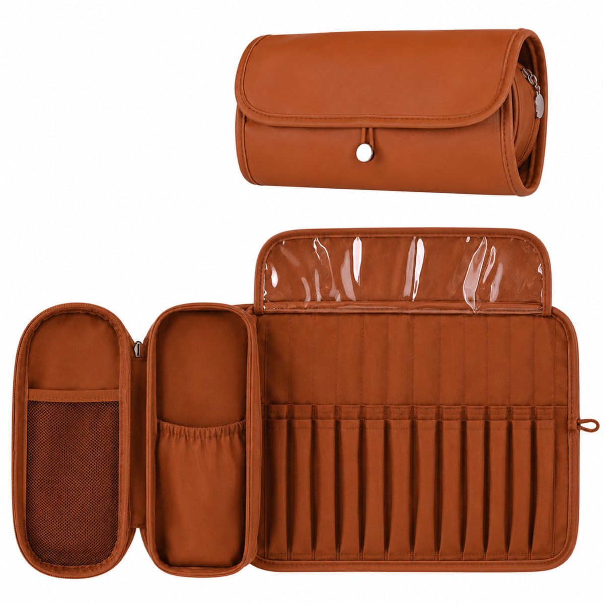 Make Up Tas met Borstelhouder Bruin