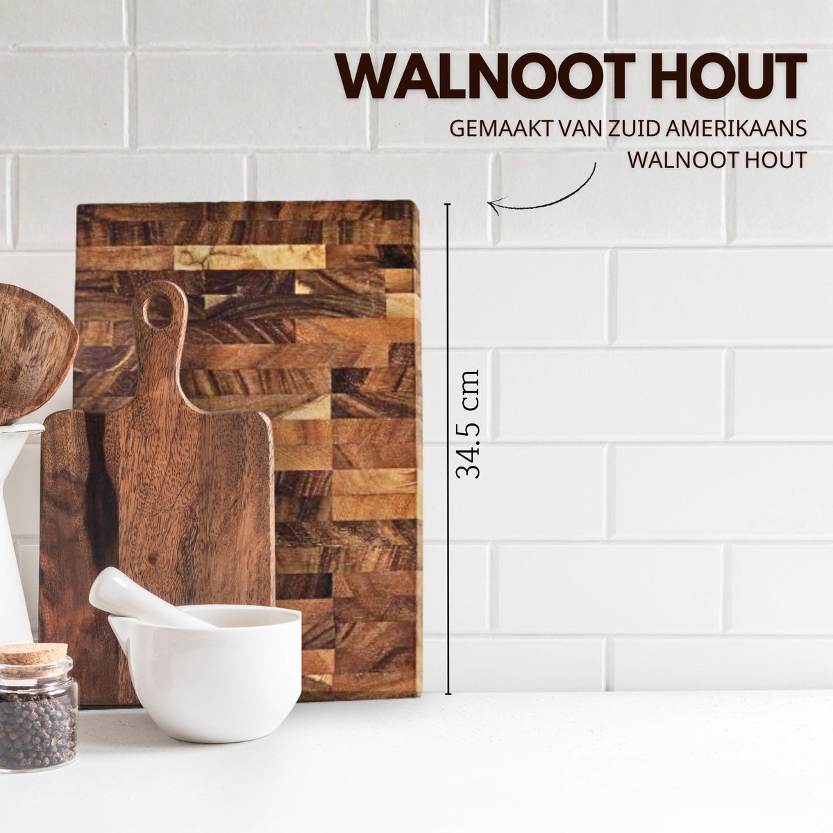 Walnoot Houten Snijplank Groot 34.5x24.5x2.5cm