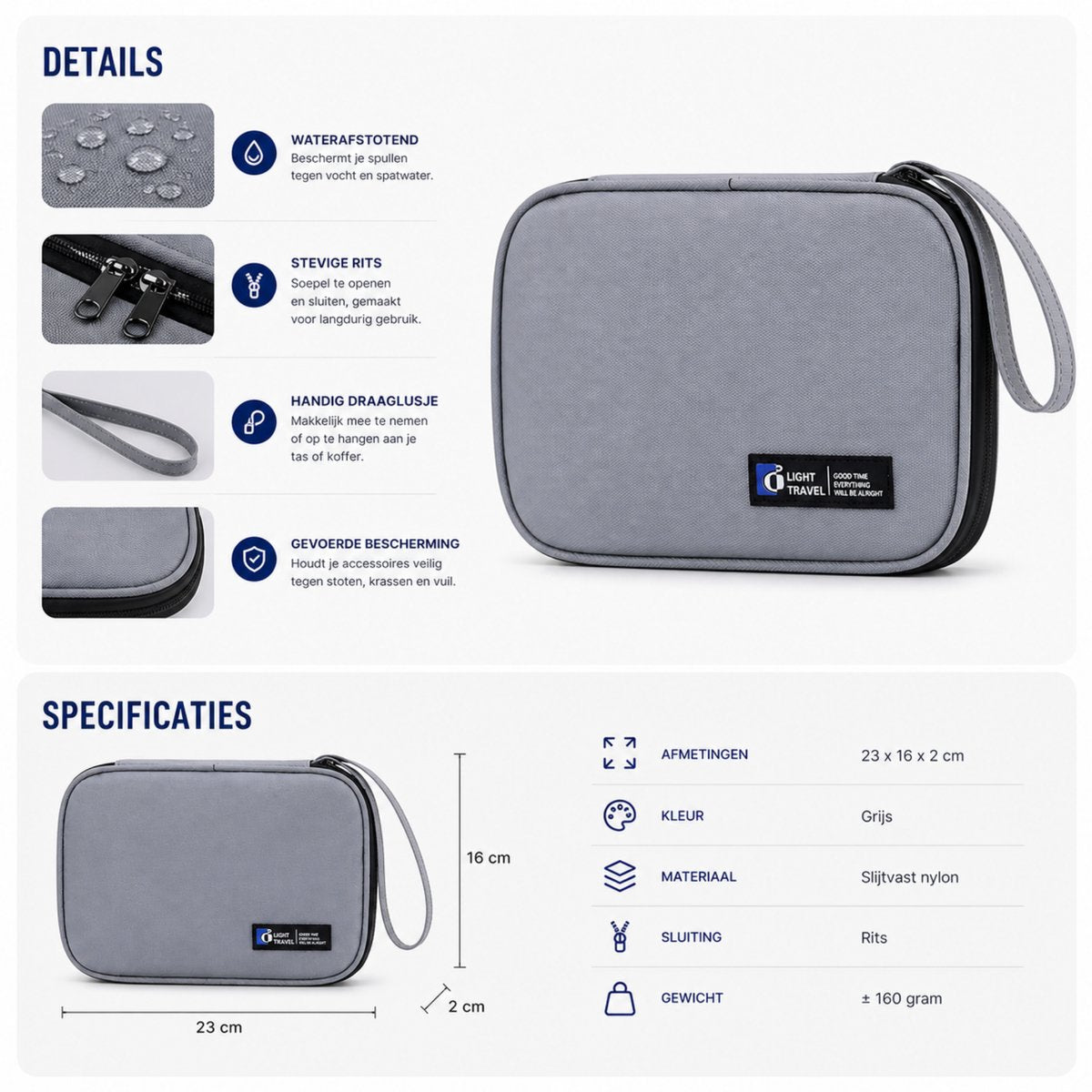 Kabel Organiser Tas Grijs