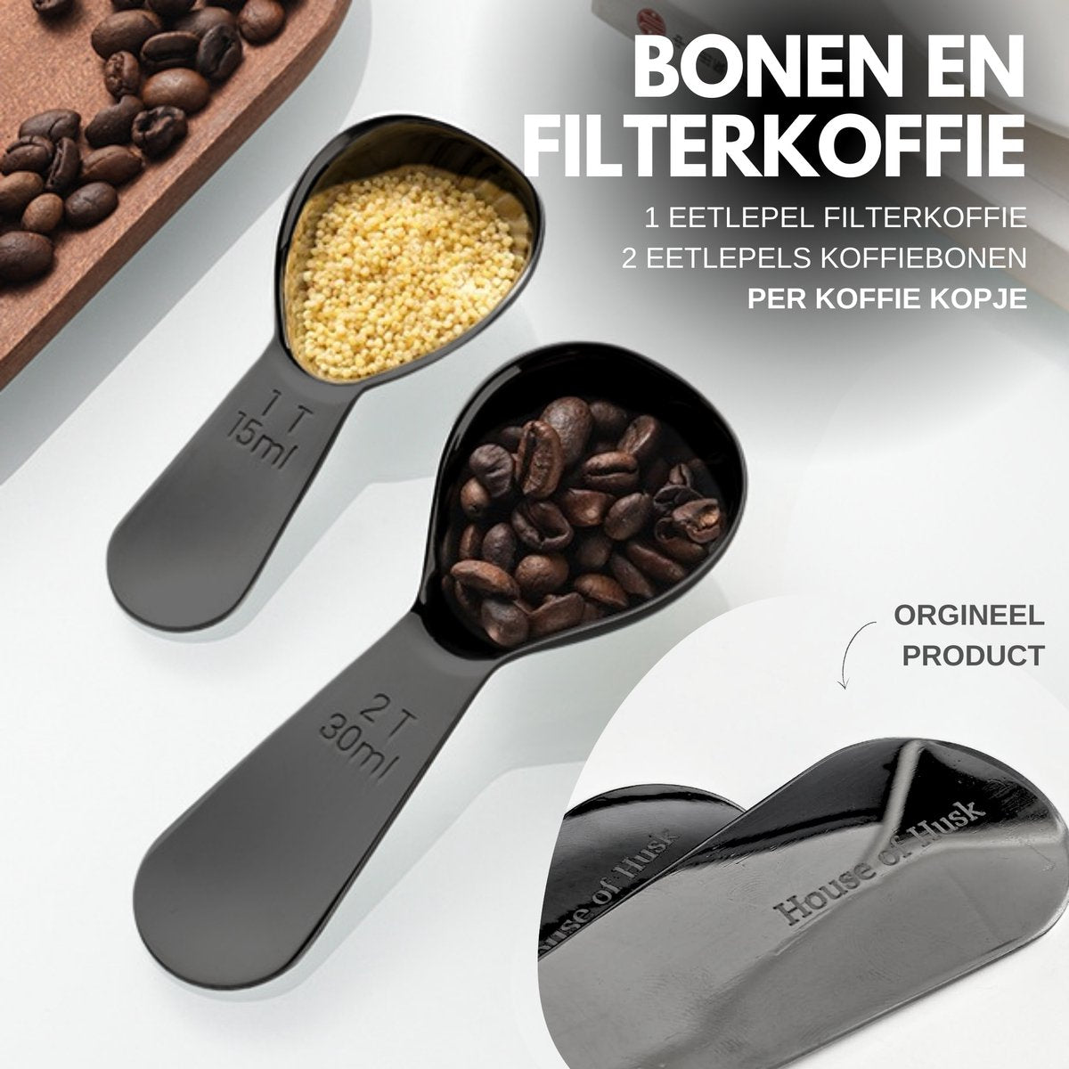 Koffie Maatlepel Zwart Set