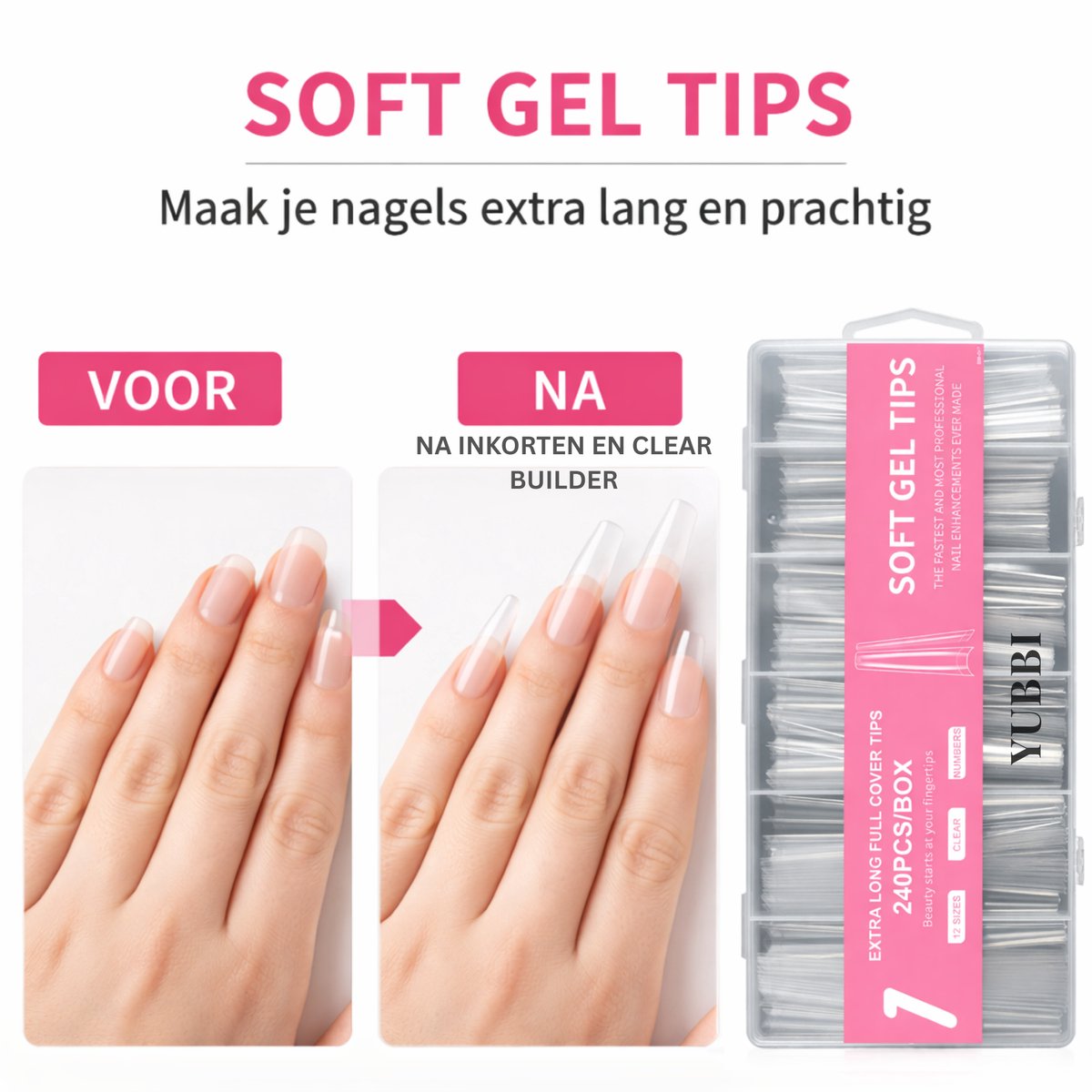 Extra Lange Soft Gel Tips 240 Stuks