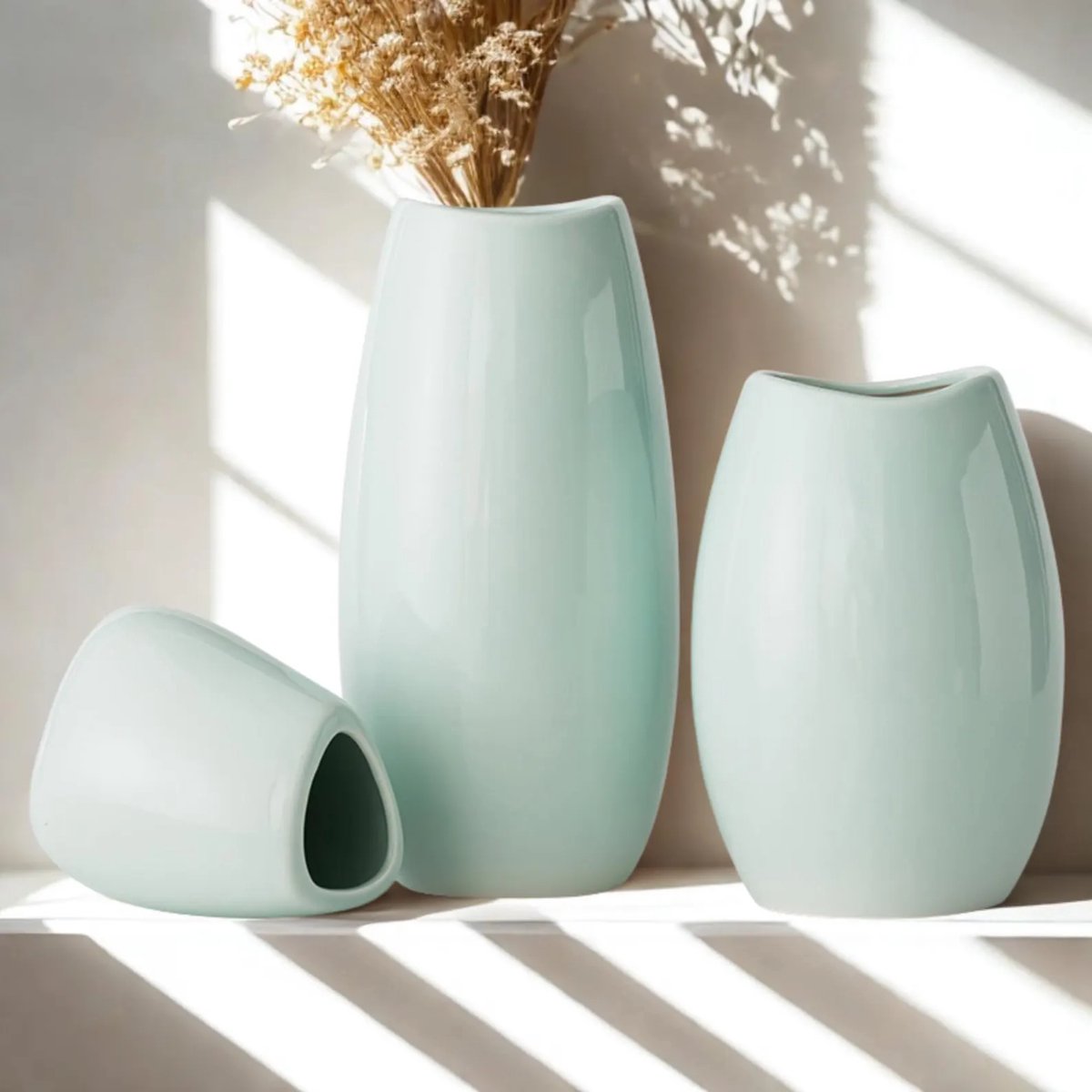 Keramieke Vazen Set Klein 3 Stuks Groen