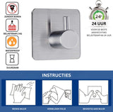 RVS Wandhaak 8 Stuks Zilver