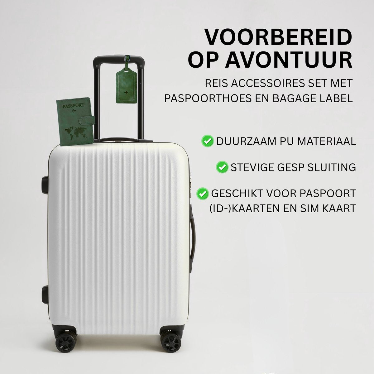 Paspoort Hoesje met Bagagelabel Donker Groen