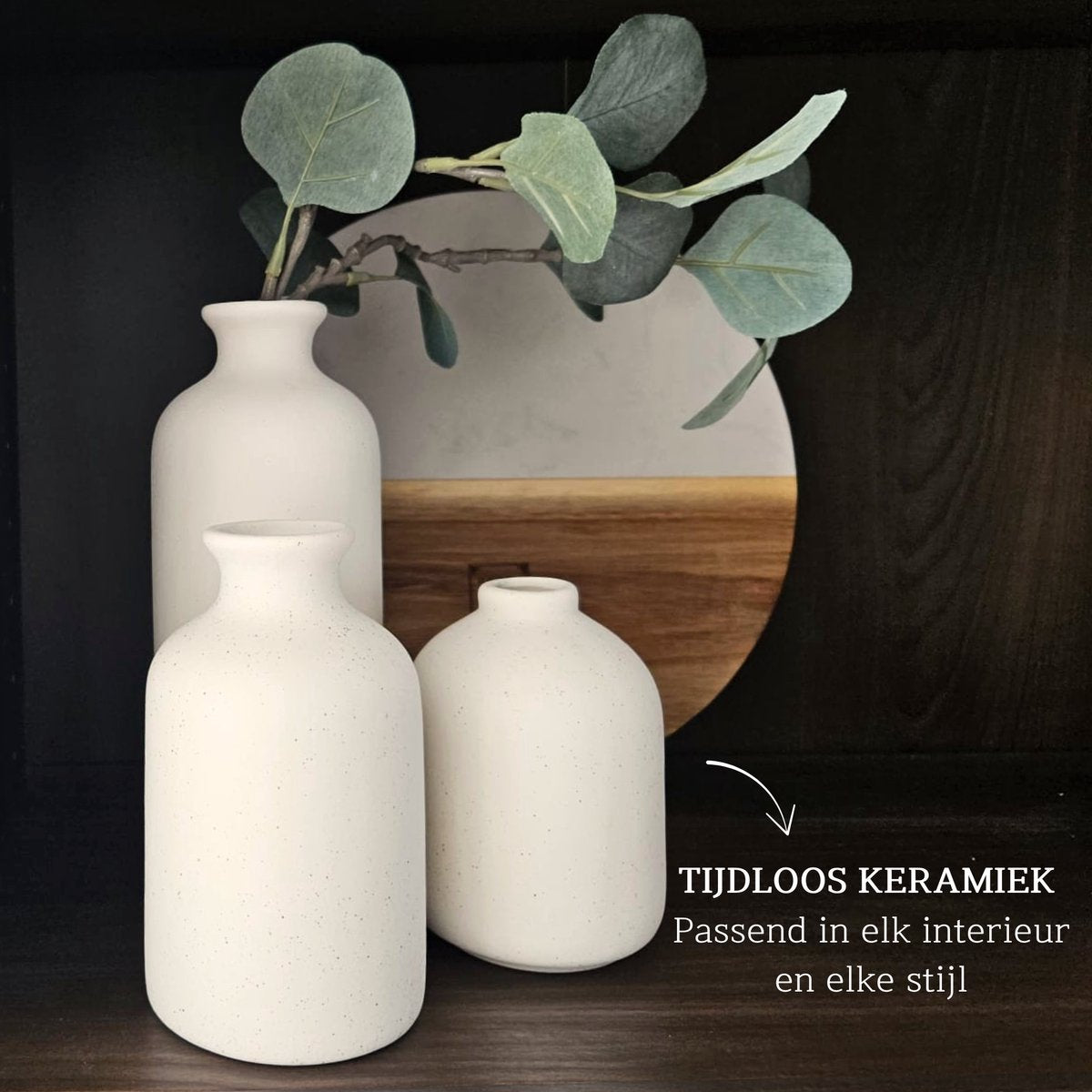 Keramieke Vazen Set Klein 3 Stuks Wit
