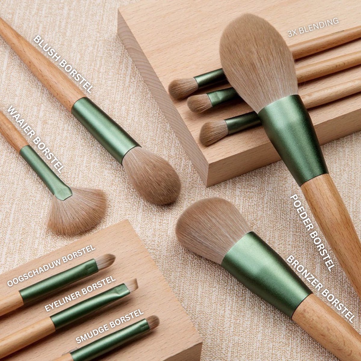 10 delige Make Up Borstels