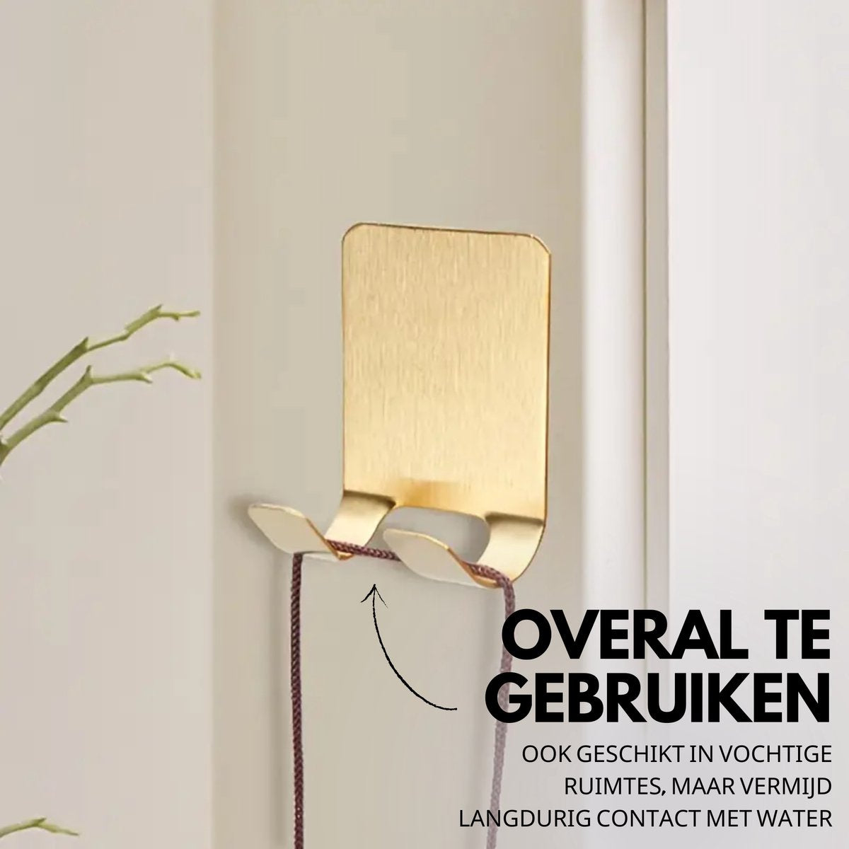 RVS Duo Wandhaak 8 Stuks Goud