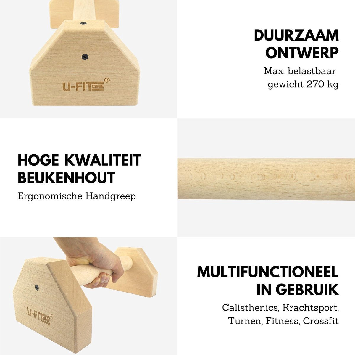 Parallettes Hout 30cm Push up Bar