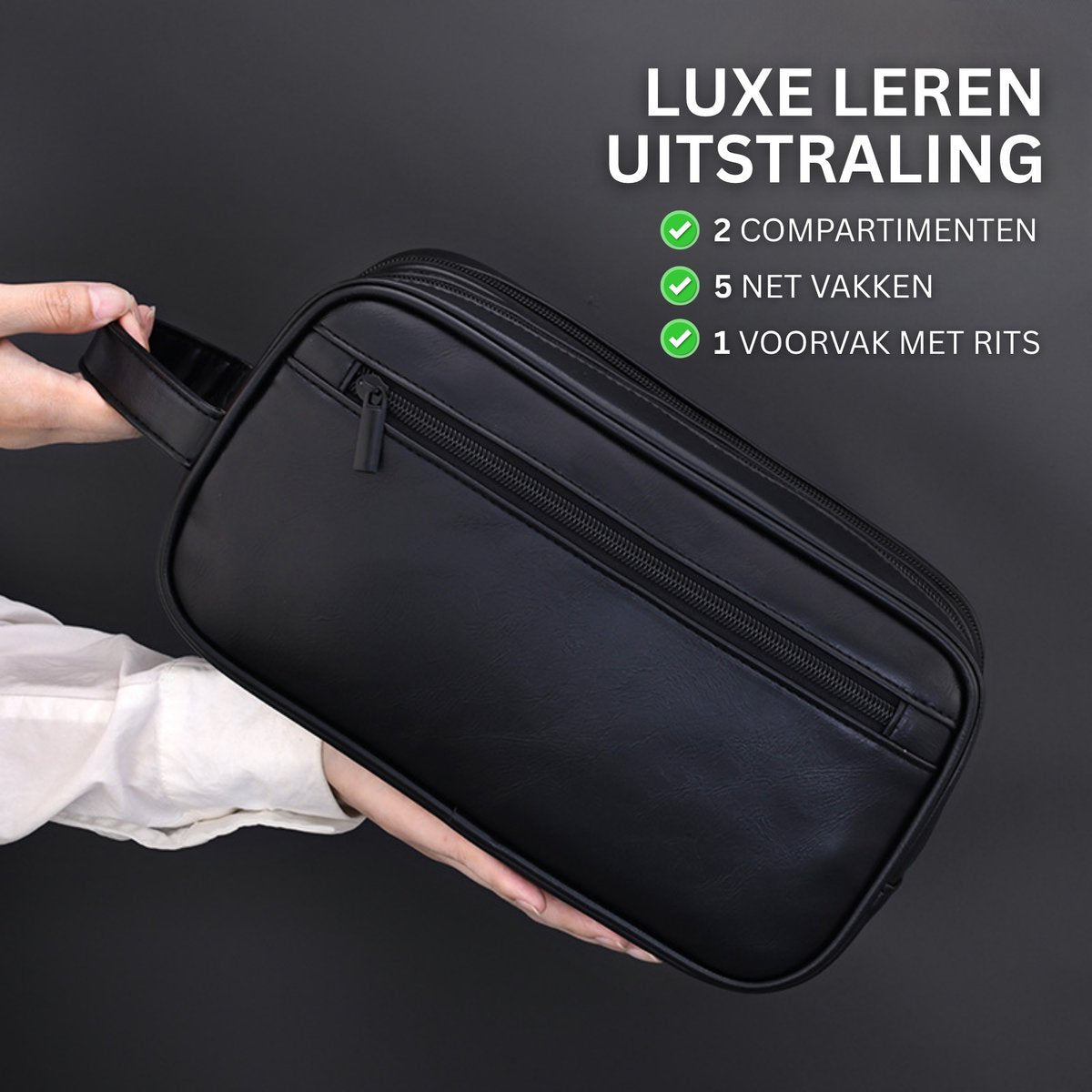 Kunstleren Toilettas Zwart