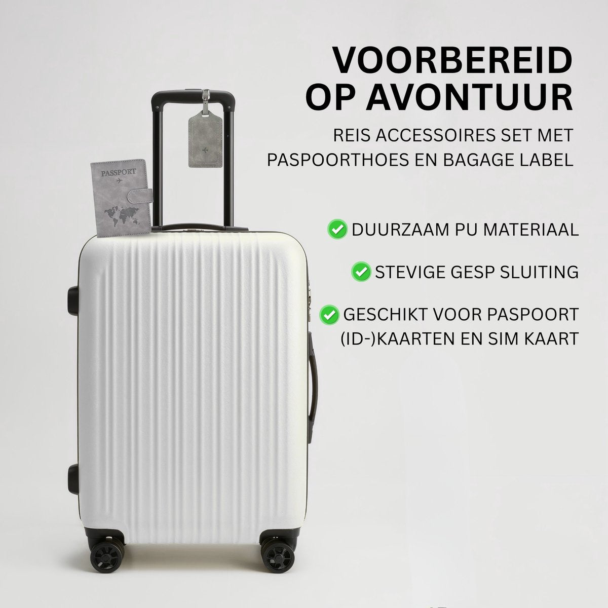 Paspoort Hoesje met Bagagelabel Grijs