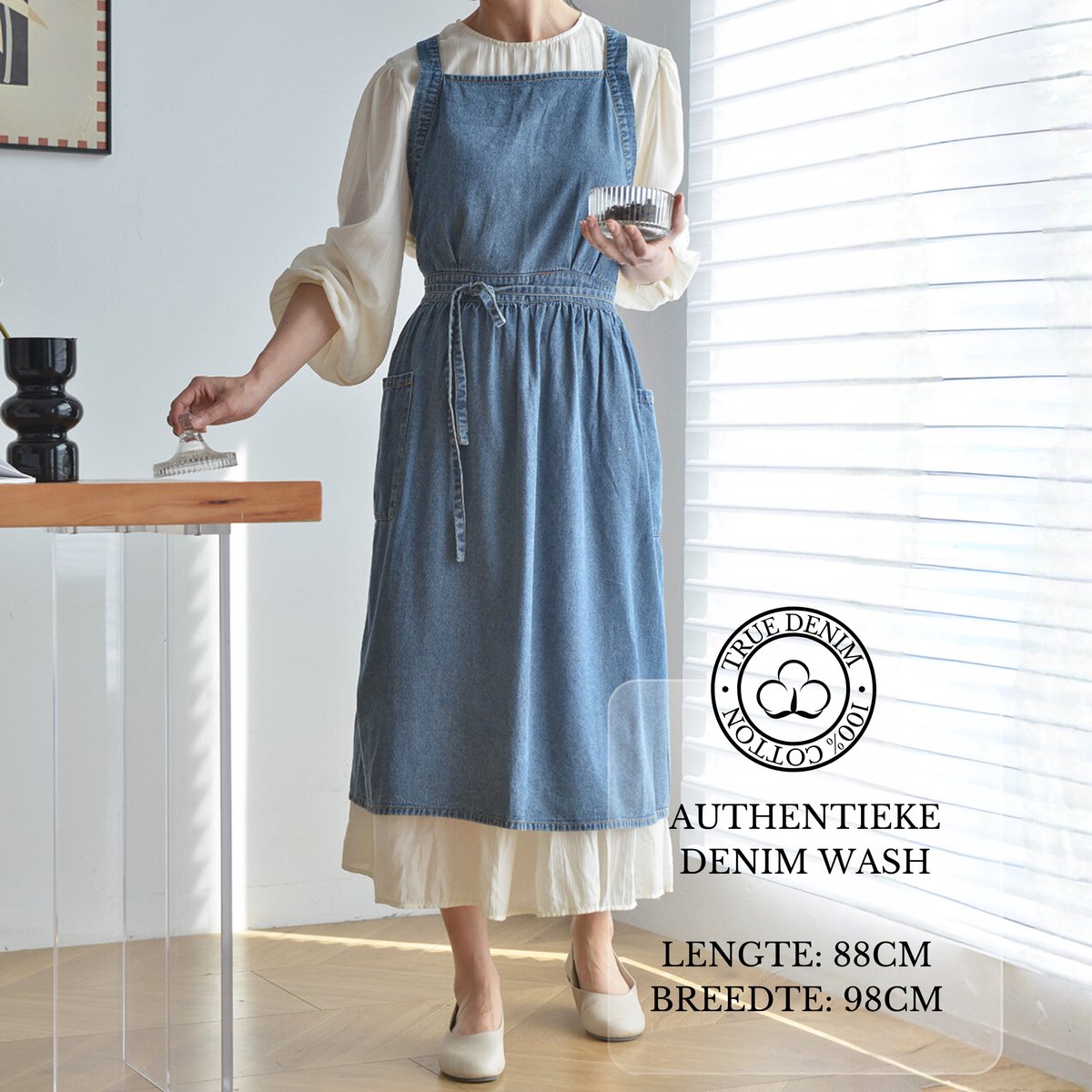 Denim 'Ruffle' Keukenschort