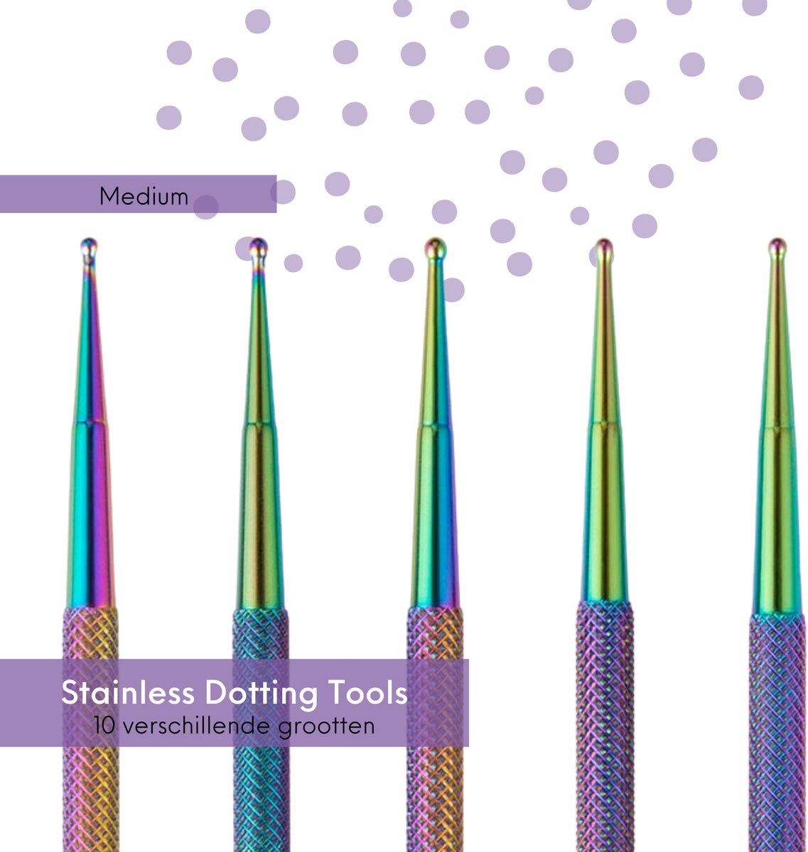 5 delige Nail Art Dotting Tool Set Rainbow