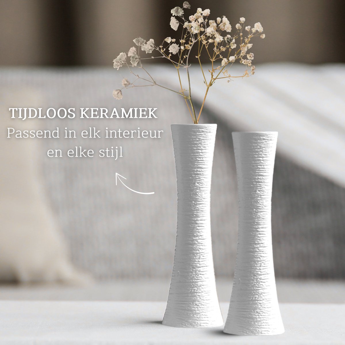 Keramieke Vazen Set Klein 4 Stuks Wit