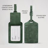 Paspoort Hoesje met Bagagelabel Donker Groen