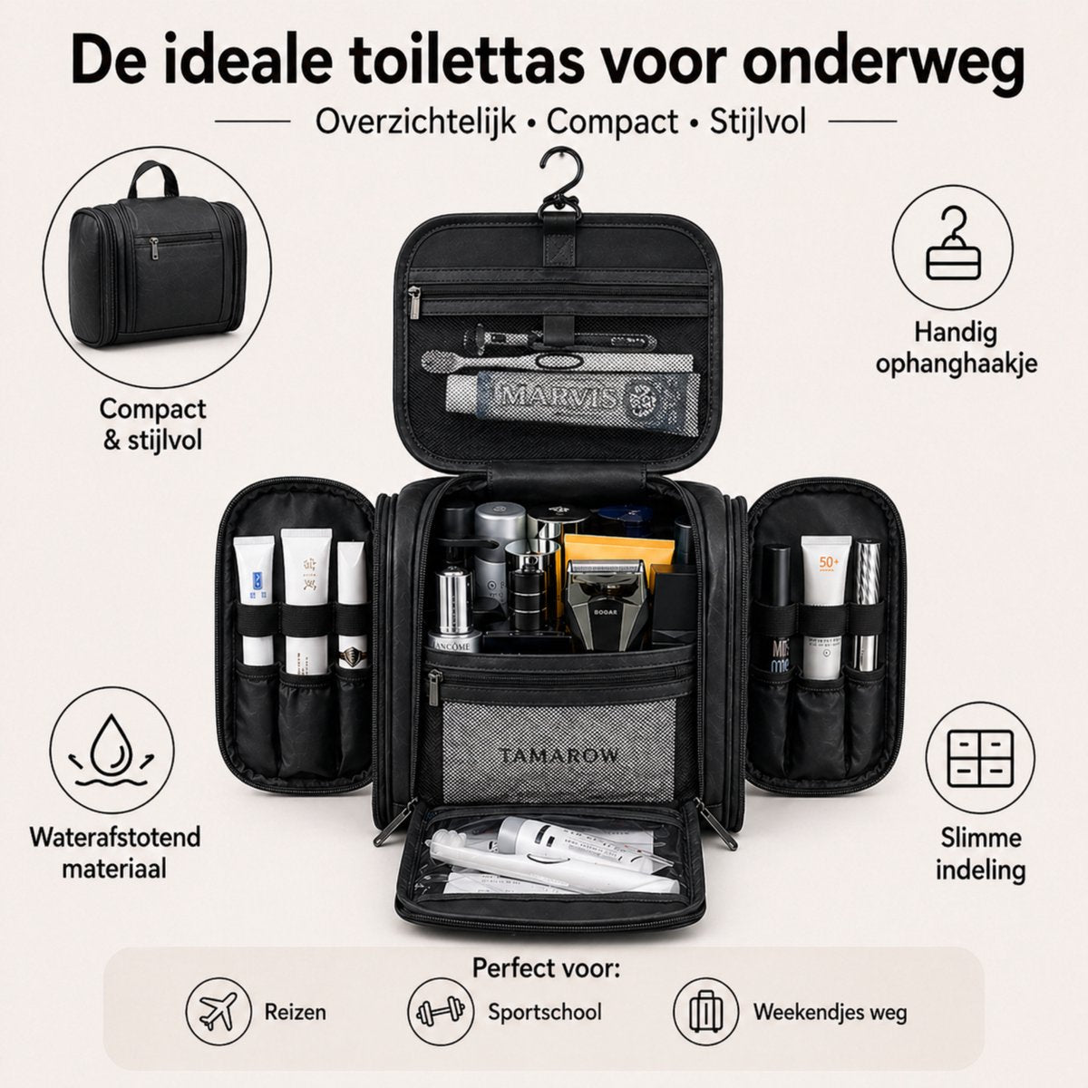 Kunstleren Toilettas Zwart