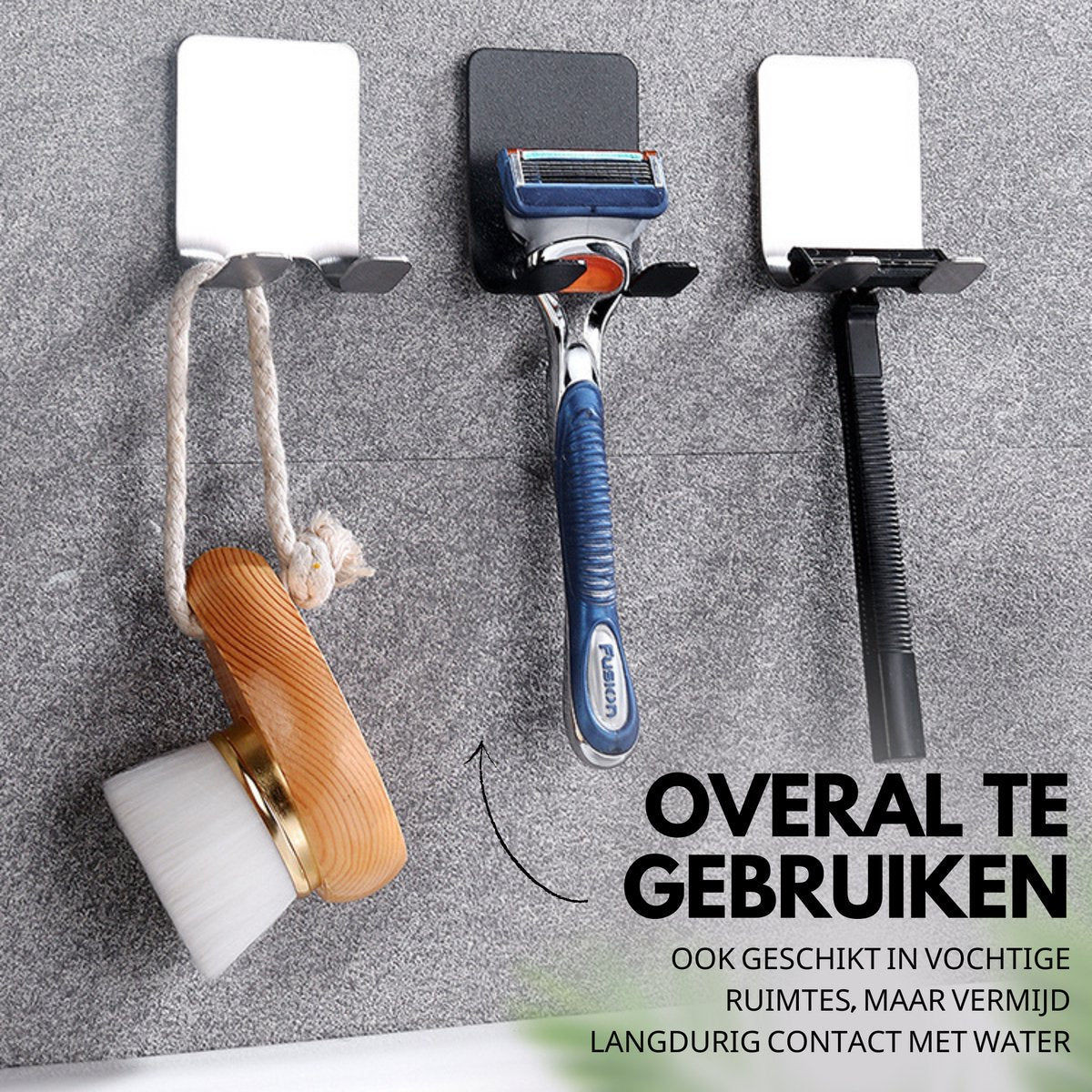 RVS Duo Wandhaak 8 Stuks Zwart