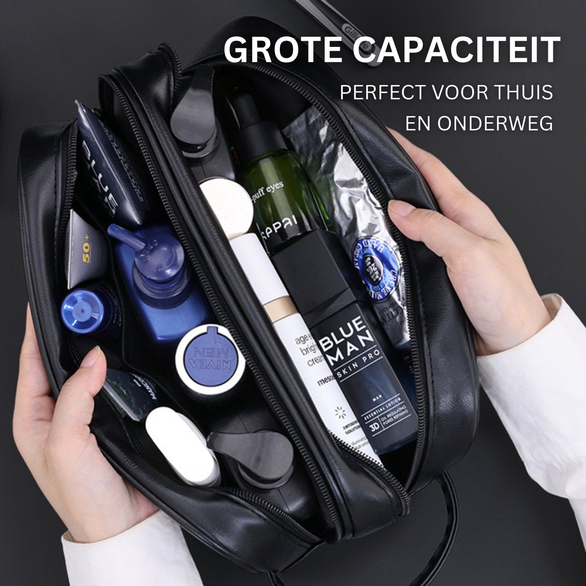 Kunstleren Toilettas Zwart