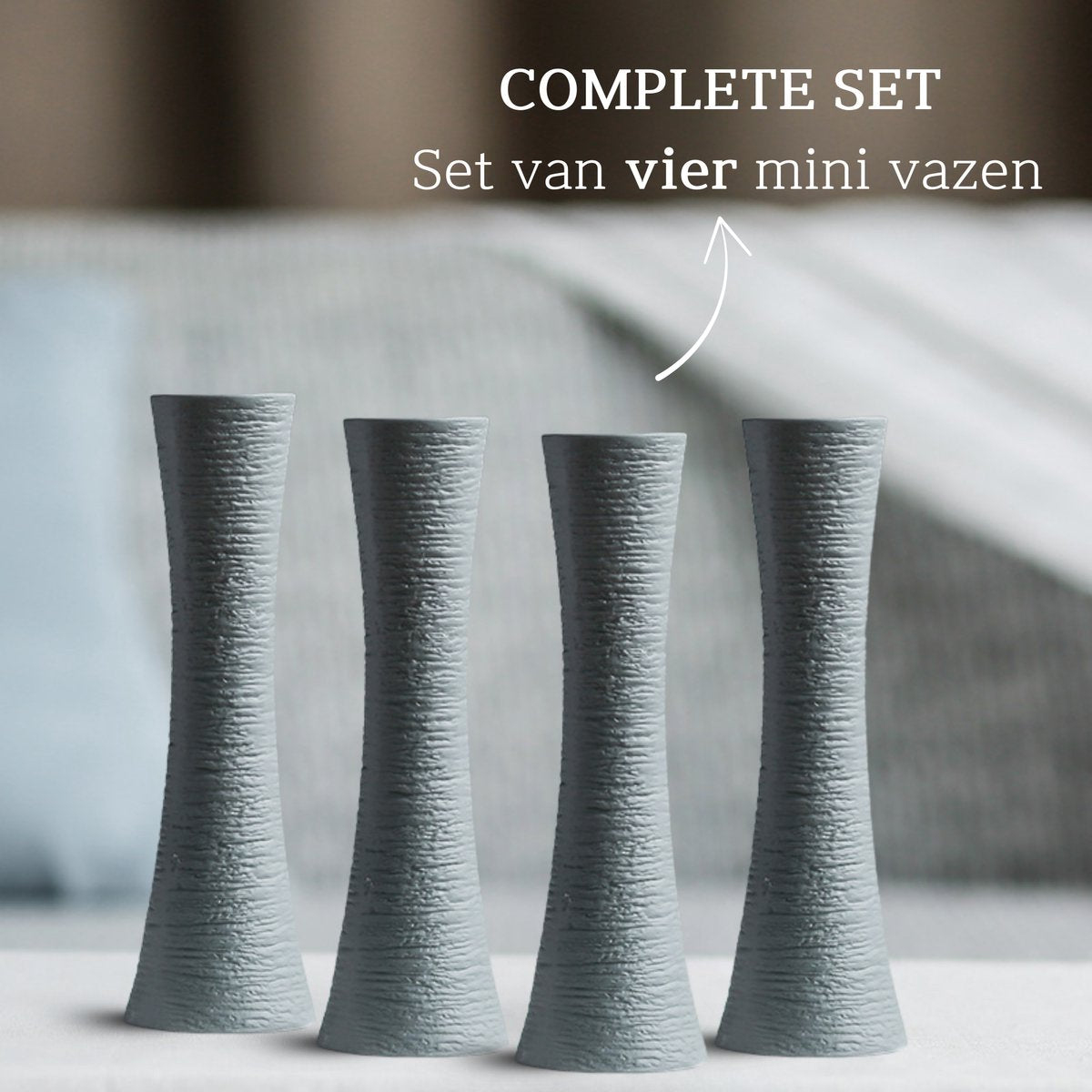 Keramieke Vazen Set Klein 4 Stuks Grijs