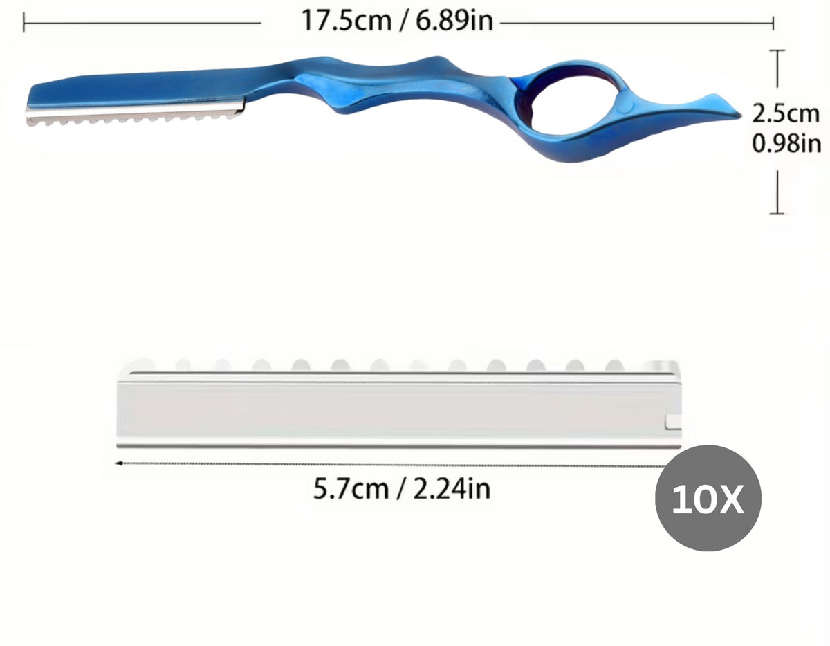 Uitdun Kappersmes Blauw Inclusief 10 Navulmesjes