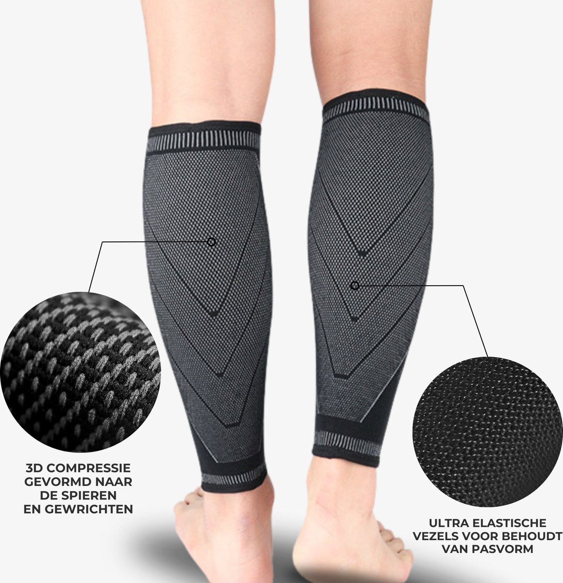 Compressie Kuitbrace 1 Paar Zwart