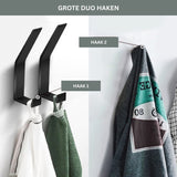 RVS Wandhaak 8 Stuks Zwart