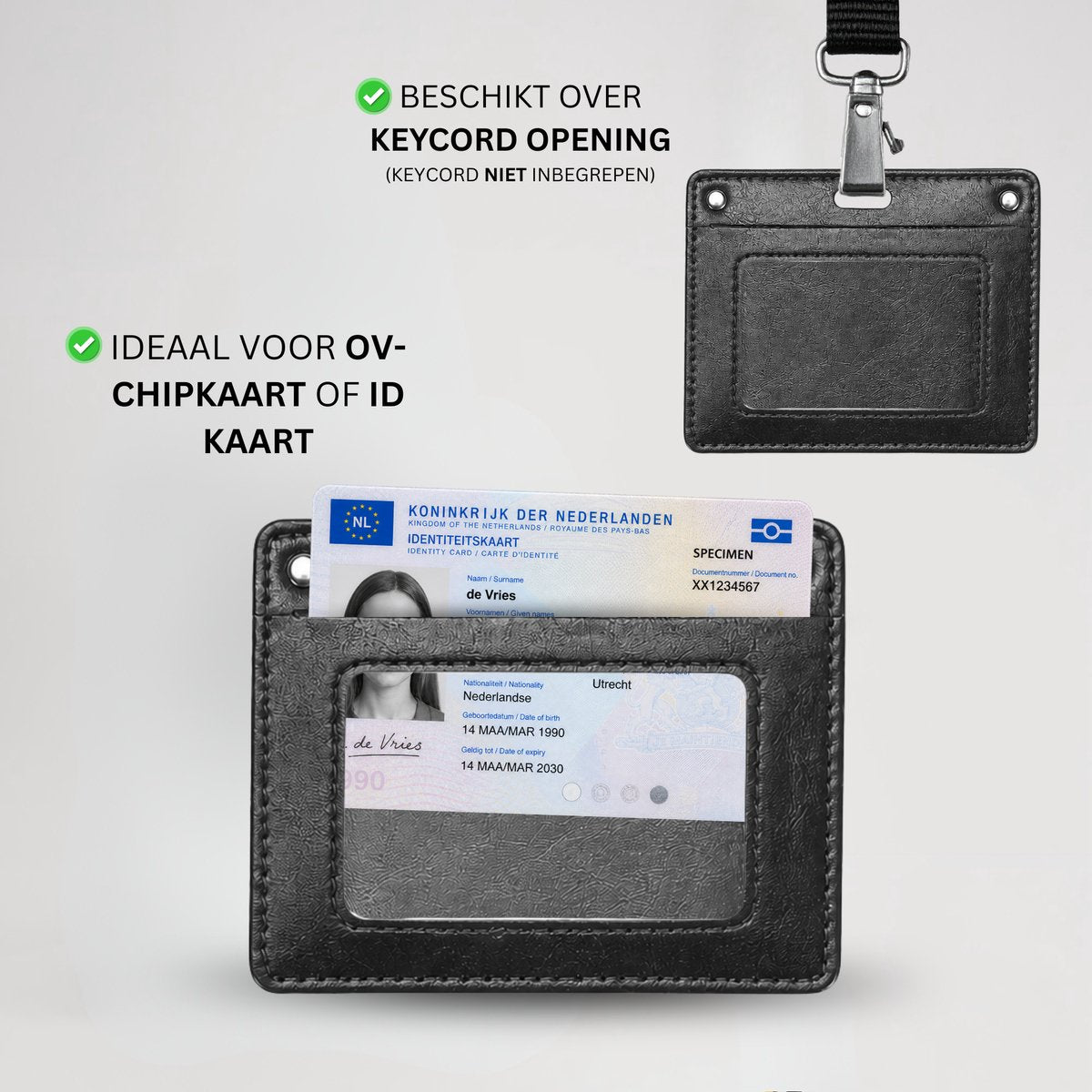 Paspoort Hoesje met Kaarthouder Zwart