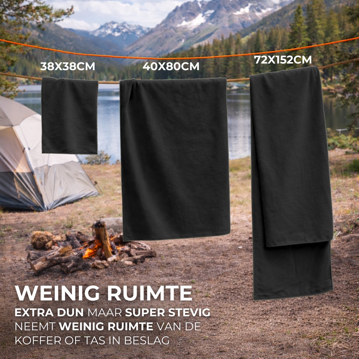 Sneldrogende Microvezel Handdoek Set Zwart