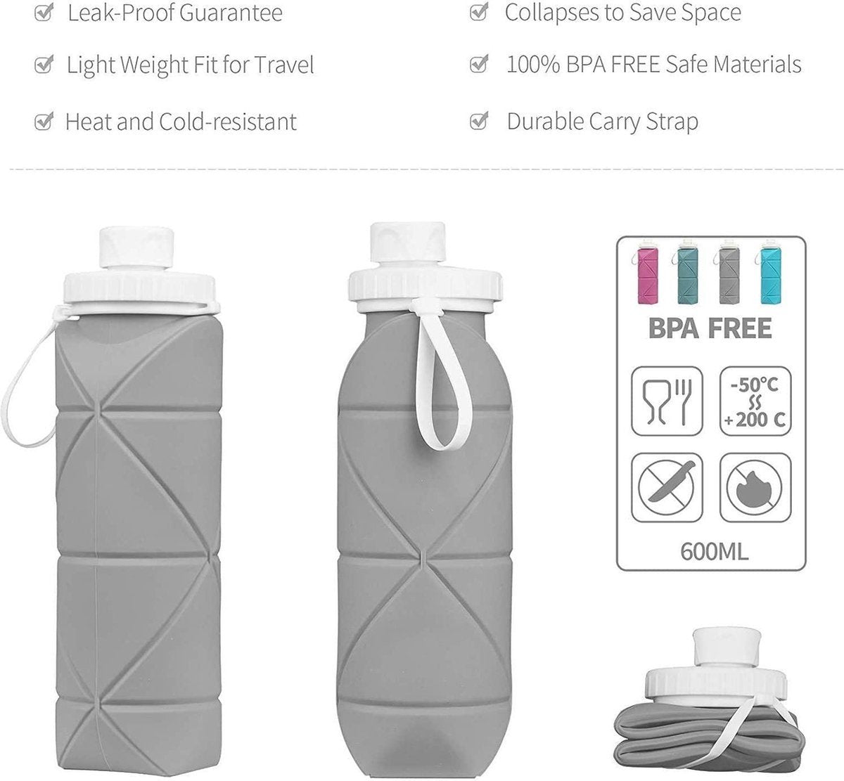 Opvouwbare Waterfles 0.6 Liter