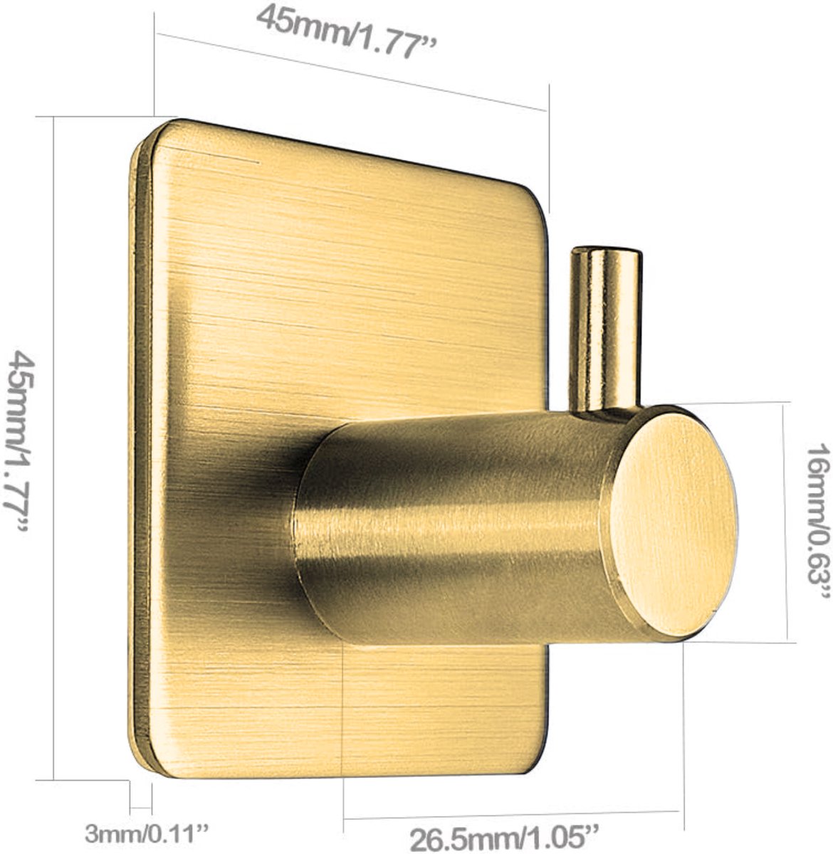RVS Wandhaak 8 Stuks Goud