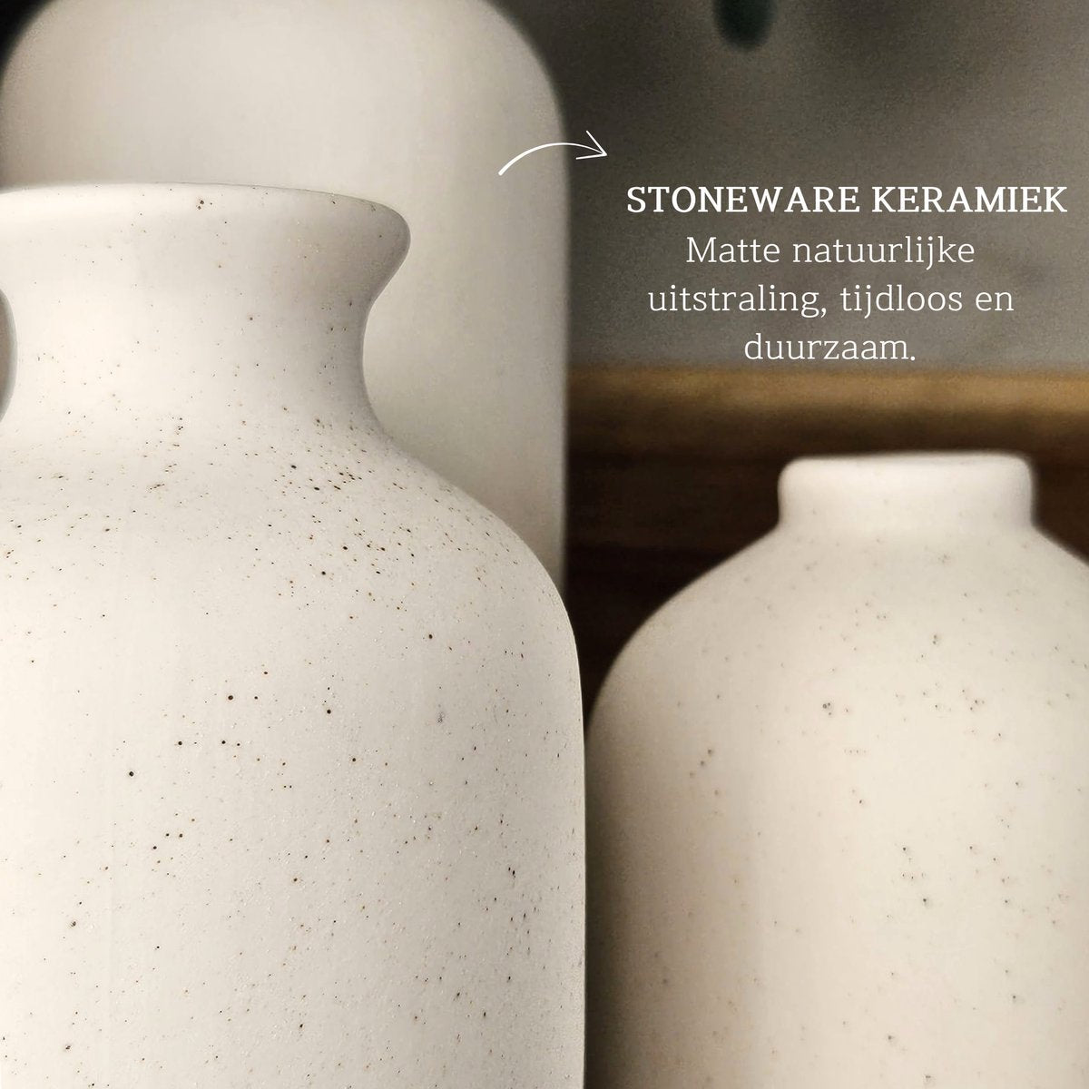Keramieke Vazen Set Klein 3 Stuks Wit