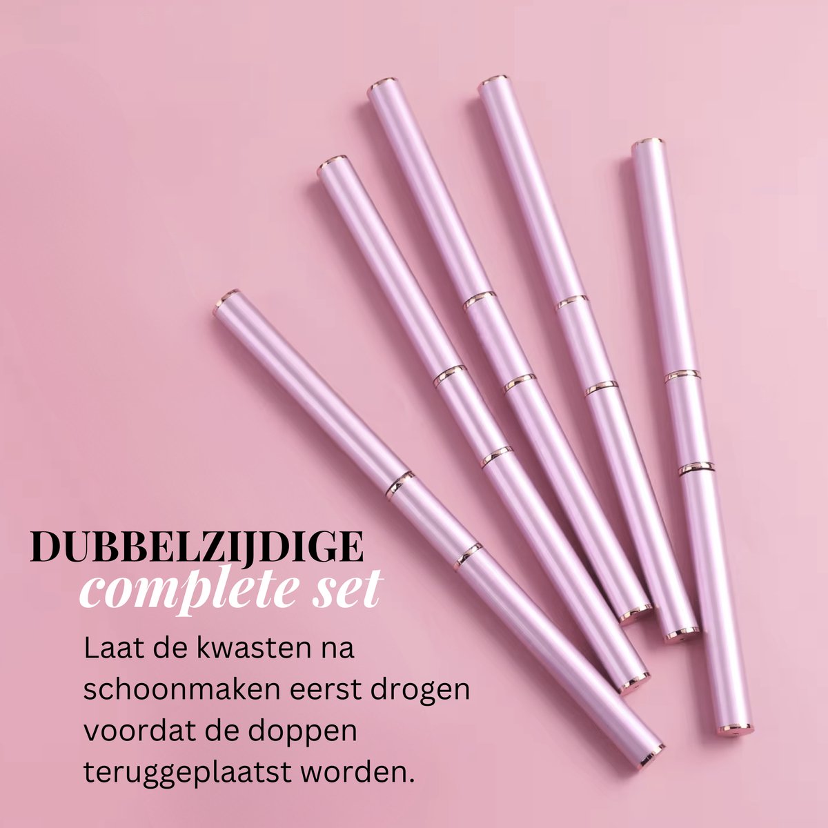 5-delige Dubbelzijdige Nail Art Penselen Roze