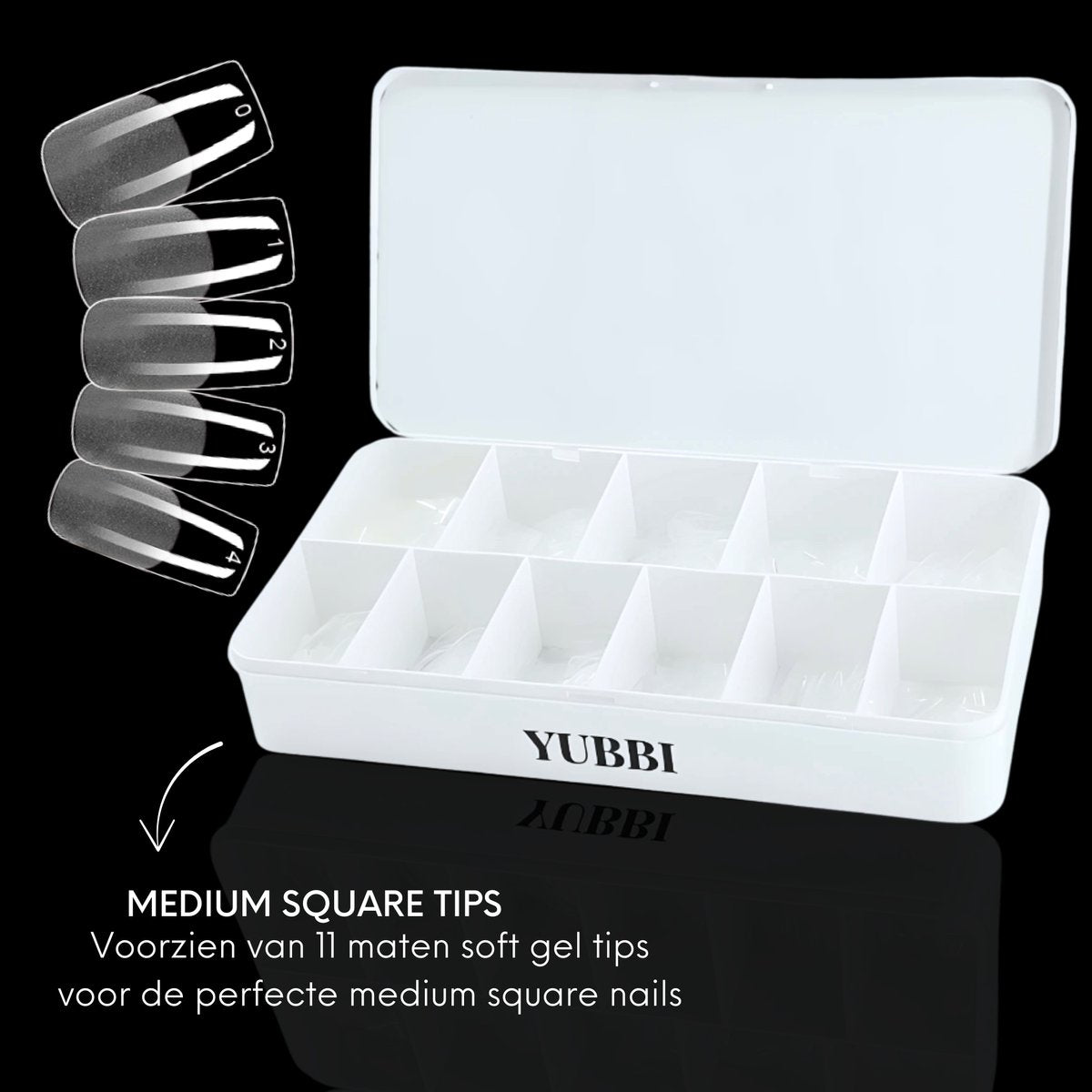 YUBBI Soft Gel Tips Medium Square 550 Stuks