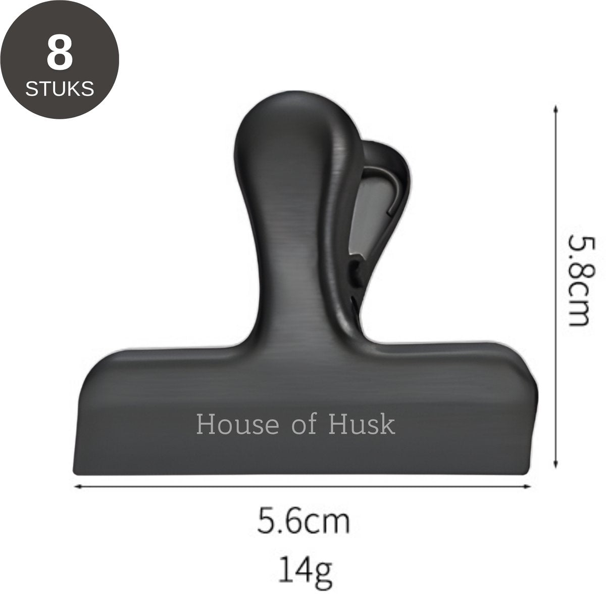 Vershoudclips Zwart 56mm 8 Stuks