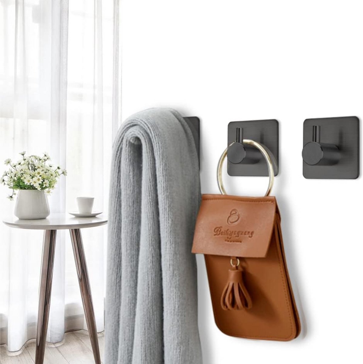 RVS Wandhaak 8 Stuks Zwart