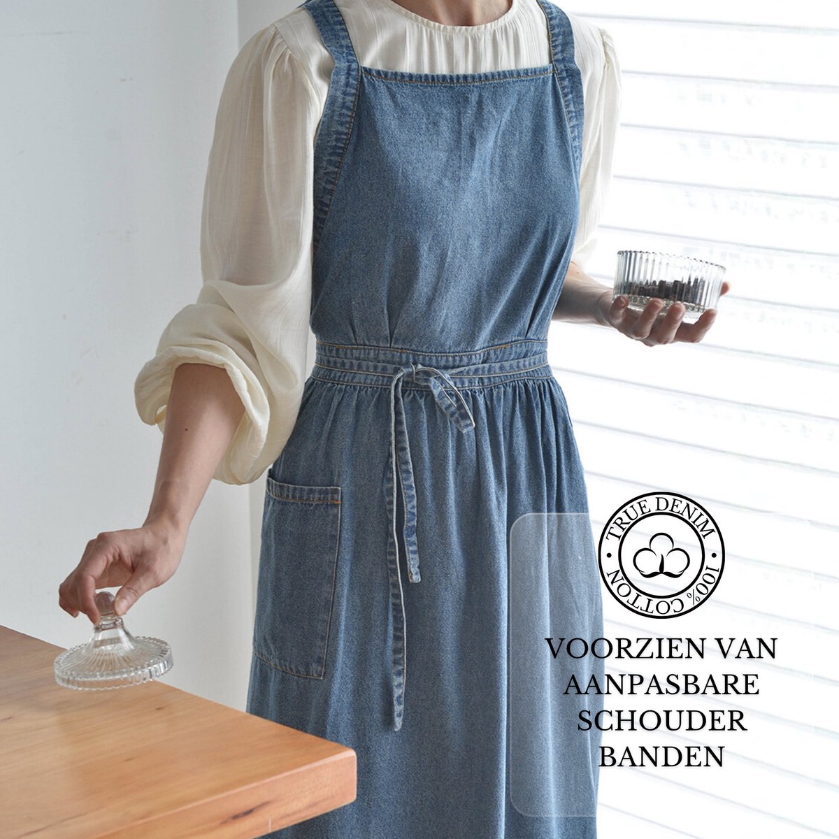 Denim 'Ruffle' Keukenschort