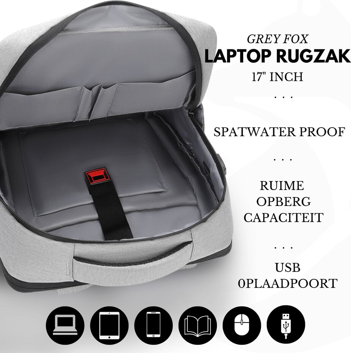 Laptop Rugzak 17.3 inch 31L Grijs