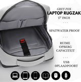 Laptop Rugzak 17.3 inch 31L Grijs