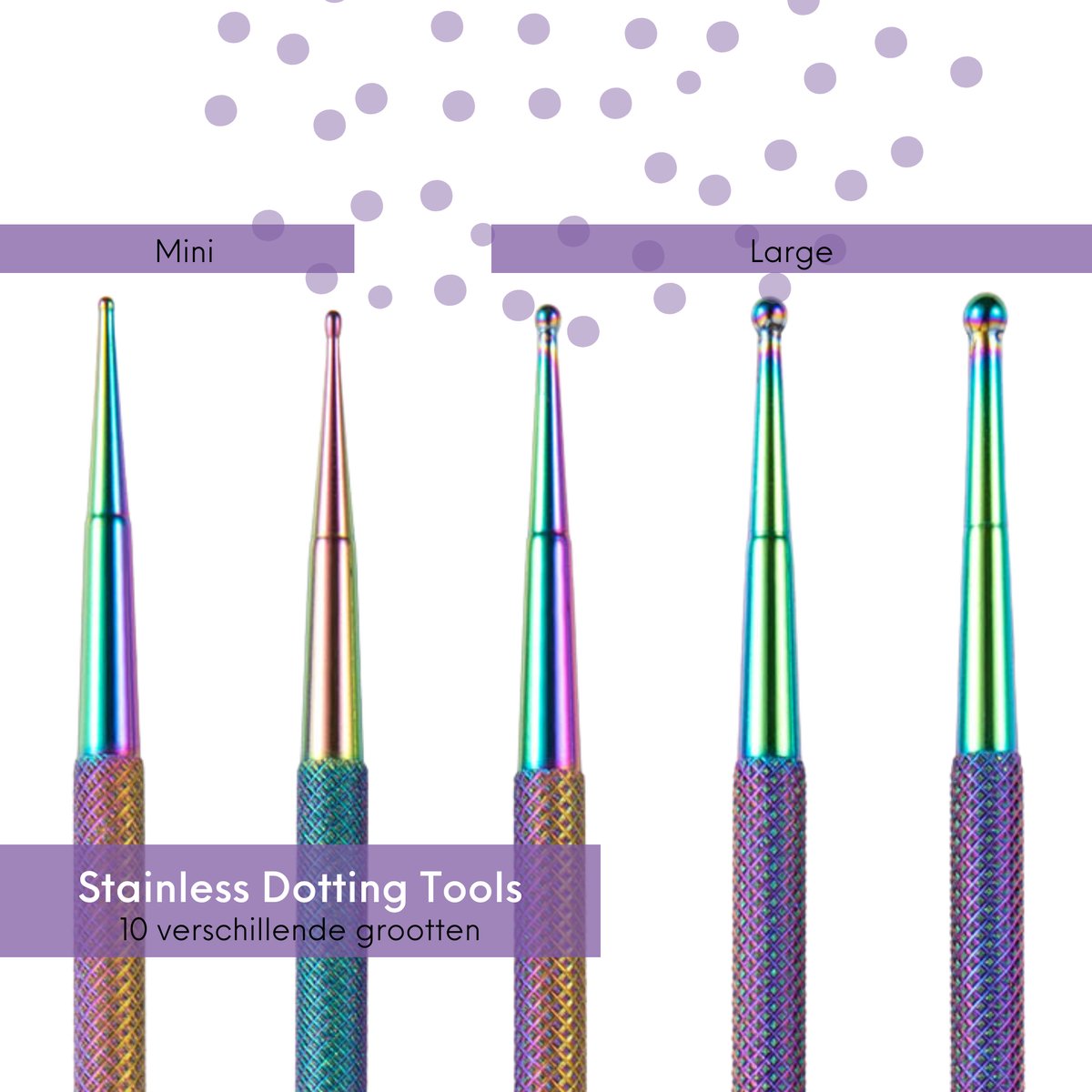 5 delige Nail Art Dotting Tool Set Rainbow