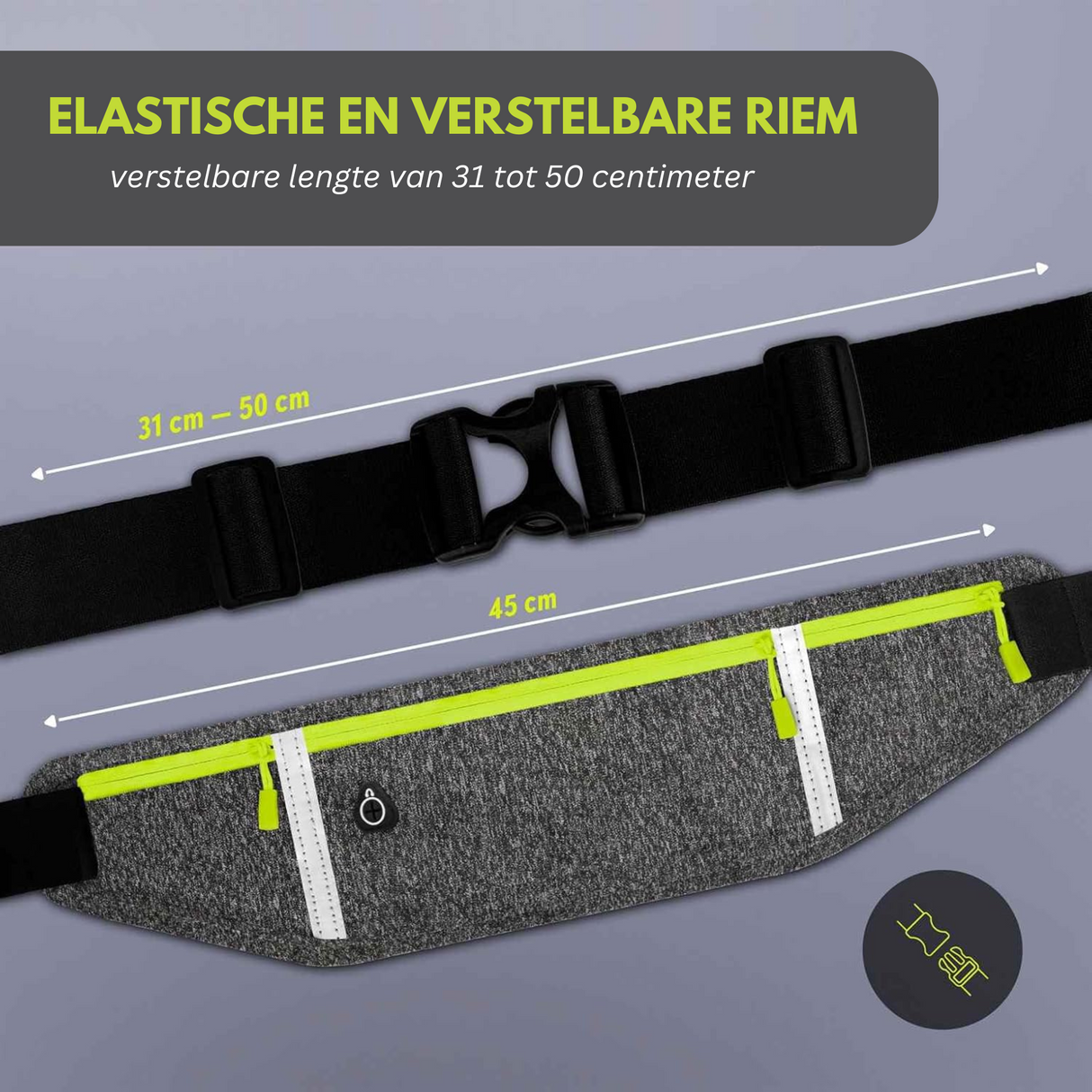 Running belt 60 tot 116 cm Grijs