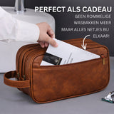 Kunstleren Toilettas Cognac Bruin