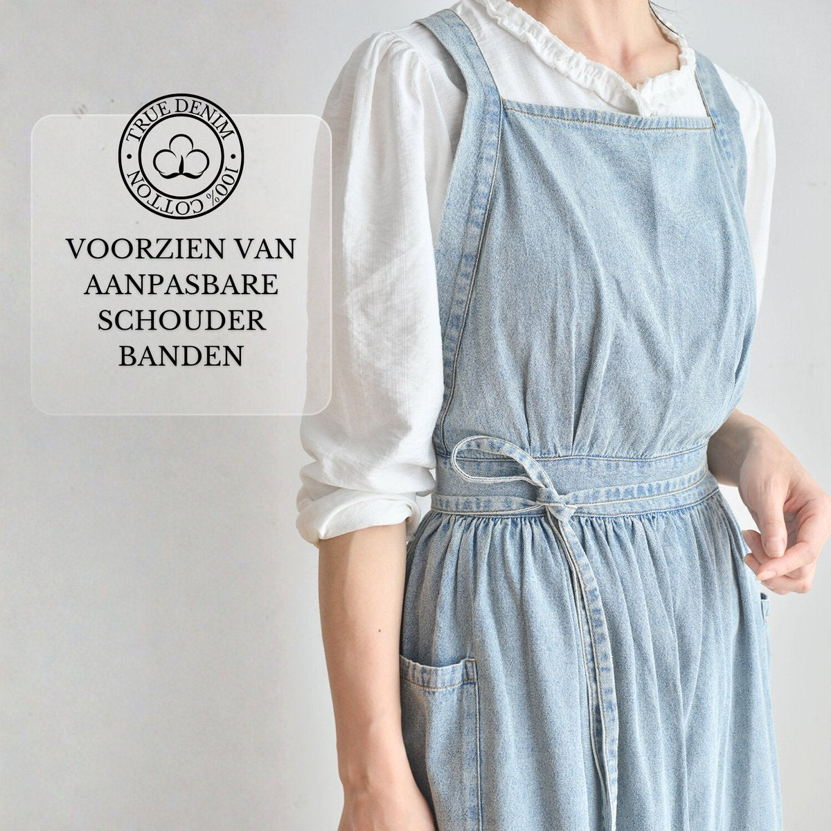 Licht Denim 'Ruffle' Keukenschort