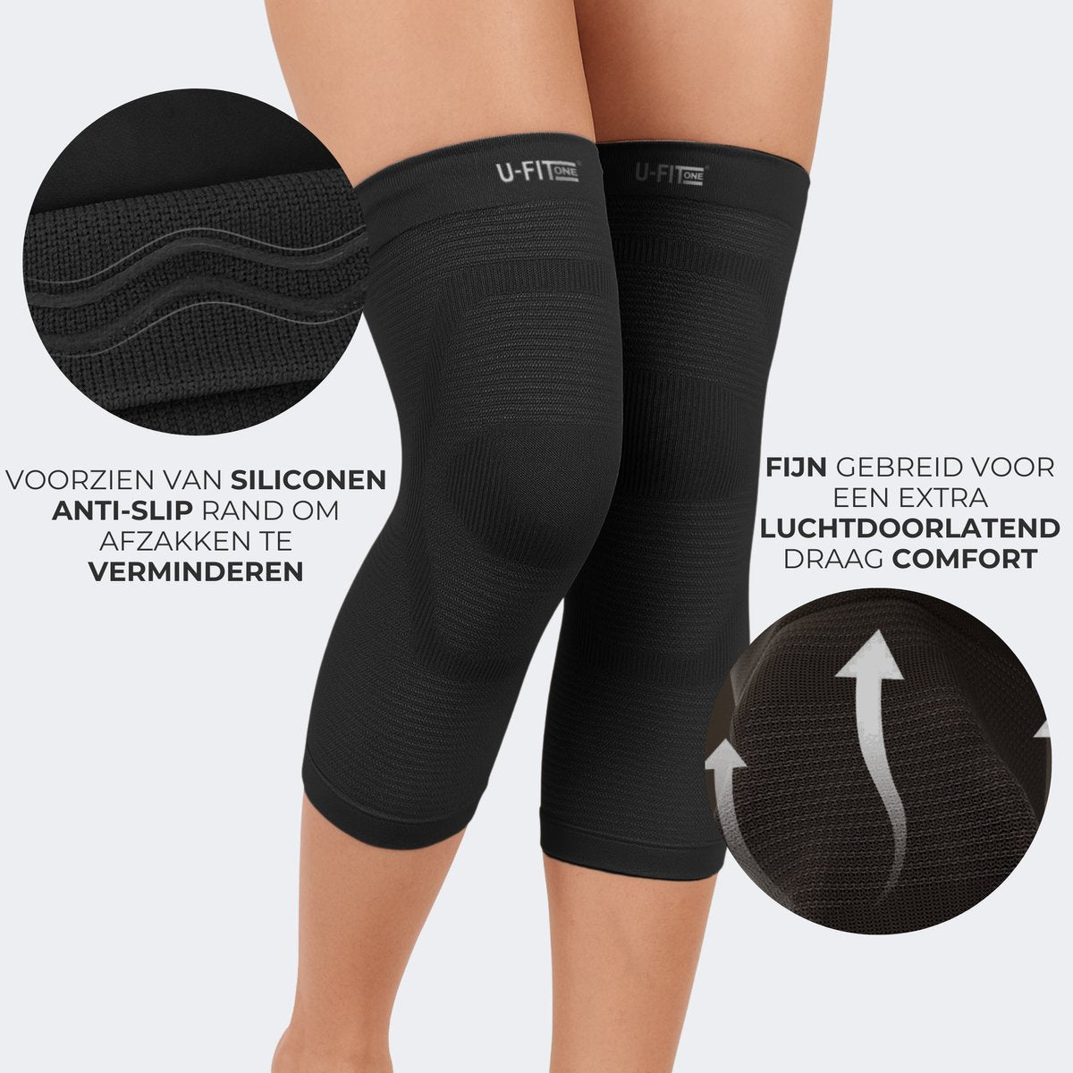 Lange Kniebrace Zwart 1 Paar