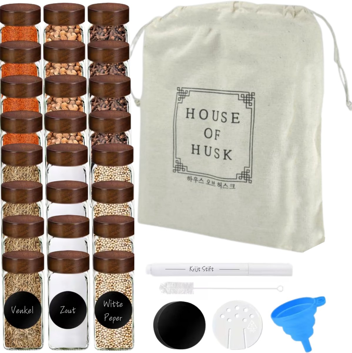 24 Glazen Kruidenpotjes
