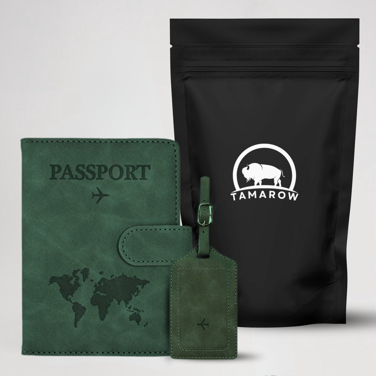 Paspoort Hoesje met Bagagelabel Donker Groen