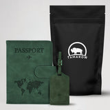 Paspoort Hoesje met Bagagelabel Donker Groen