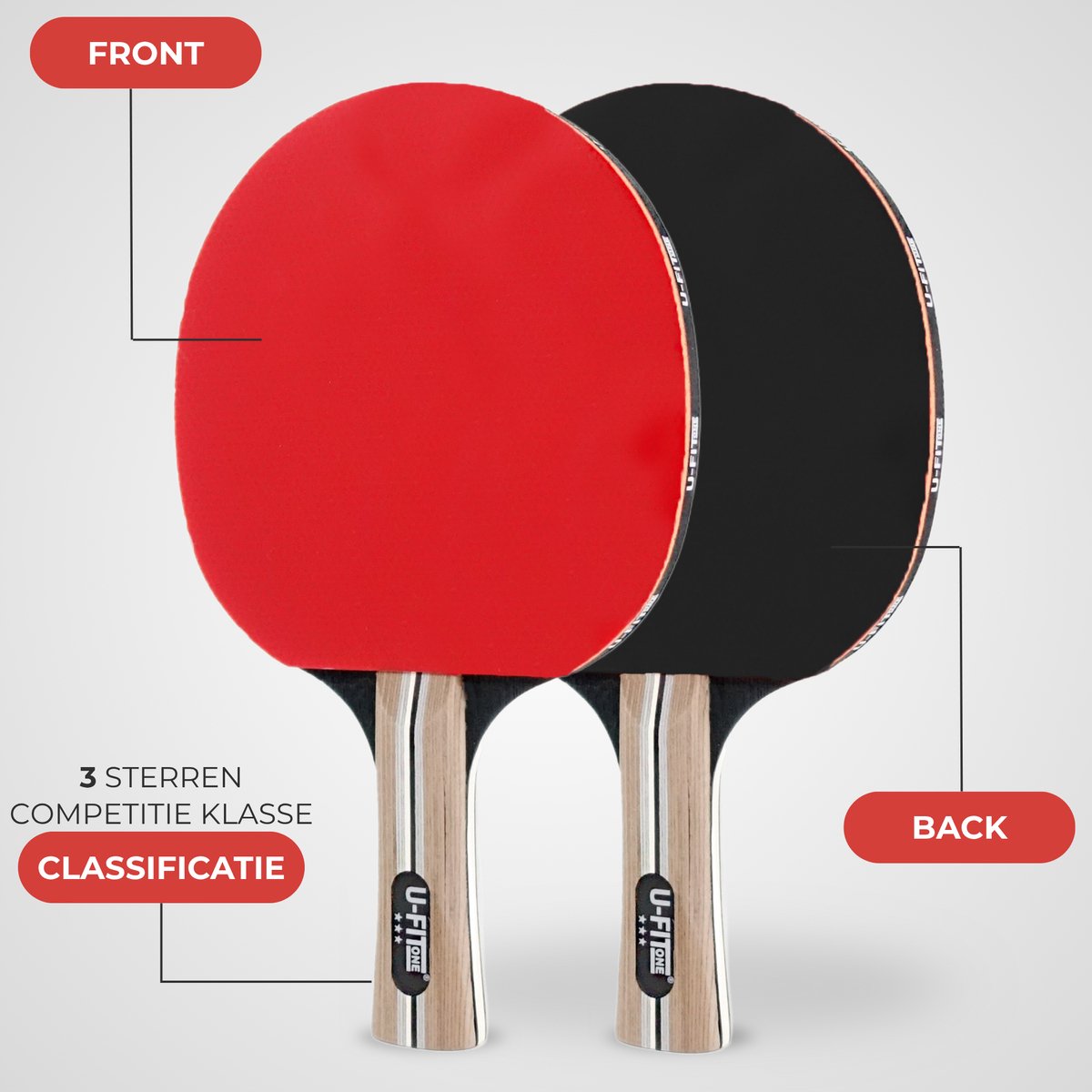 Premium Tafeltennis Batjes 4 Stuks 3 Star