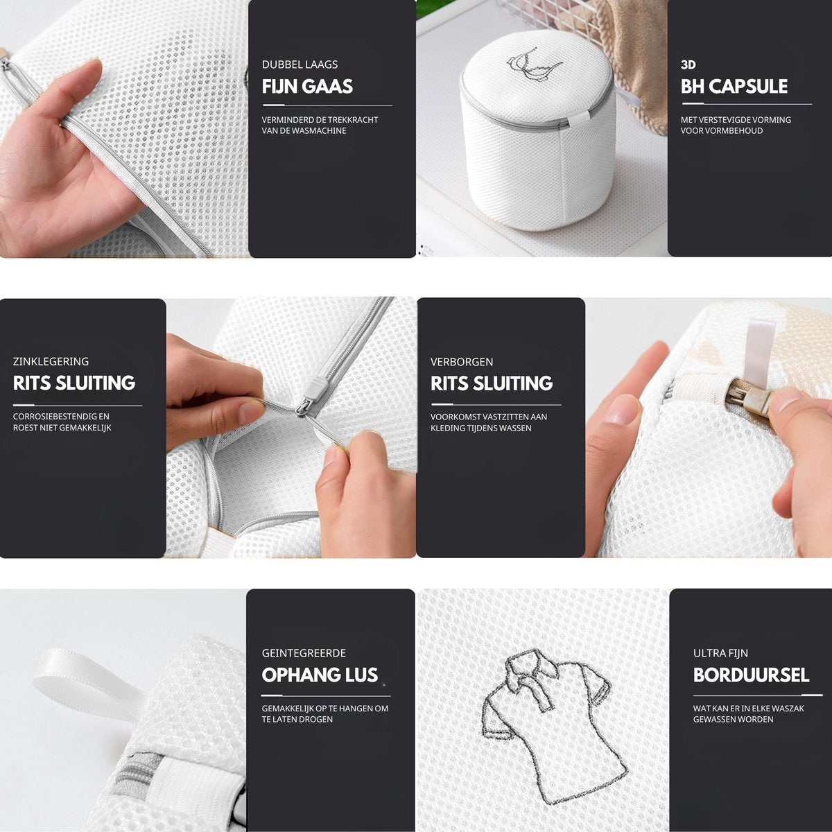 Waszakken set van 6 Wit